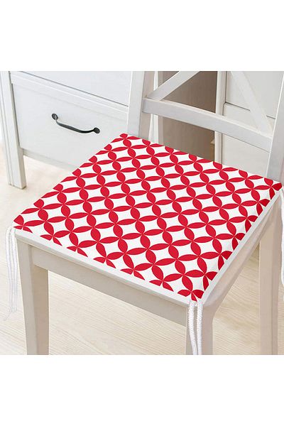 Realhomes Red Circular Geometric Digital Printed Zippered Chair Cushion