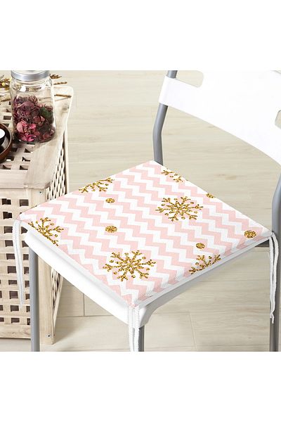 Realhomes Modern Zippered Chair Cushion with Zigzag Powder Floor and Gold Detail