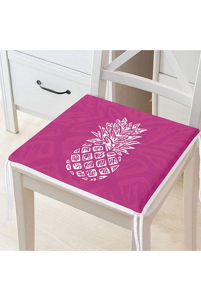 Realhomes Modern Design Zippered Chair Cushion with Pineapple Pattern on Fuchsia Floor
