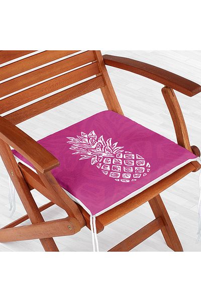 Realhomes Modern Design Zippered Chair Cushion with Pineapple Pattern on Fuchsia Floor