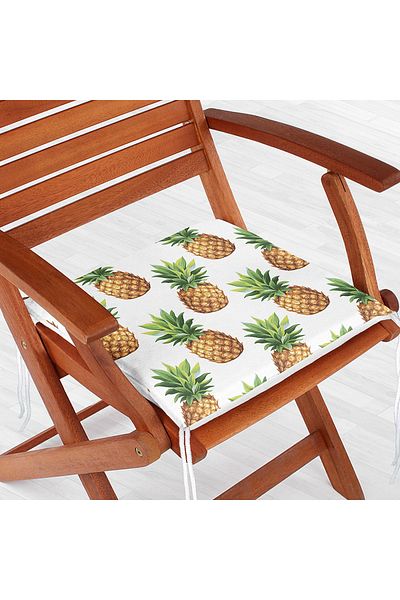 Realhomes Pineapple Patterned Digital Print Zippered Chair Cushion