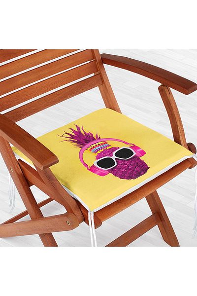 Realhomes Pink Pineapple Modern Design Zippered Chair Cushion on Yellow Floor