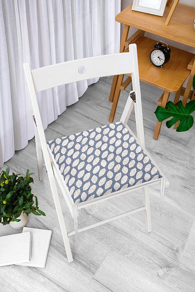 Realhomes Pernă pentru scaun cu fermoar și picături de apă gri pe podea din denim bleumarin