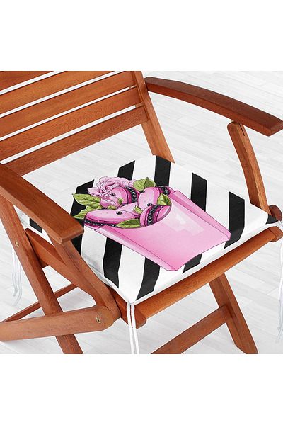 Realhomes Coco Pops Pink Black Designed Modern Zippered Chair Cushion
