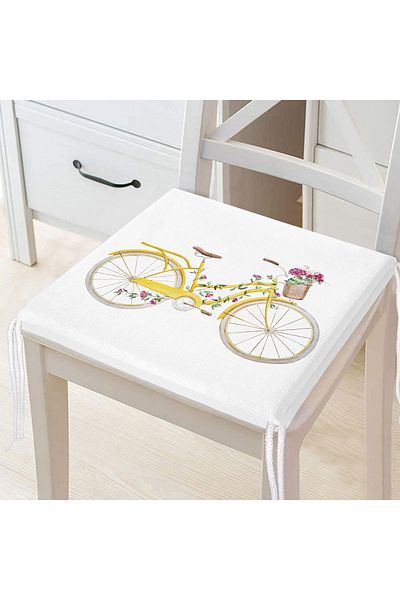 Realhomes Bicycle Patterned Digital Printed Zippered Chair Cushion