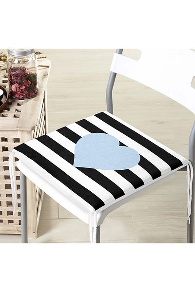 Realhomes Modern Heart Pattern Digital Printed Zippered Chair Cushion