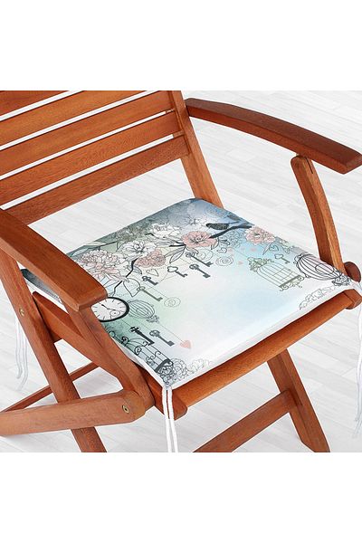 Realhomes Modern Bird Patterned Digital Printed Zippered Chair Cushion