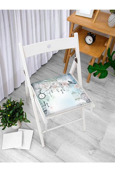 Realhomes Modern Bird Patterned Digital Printed Zippered Chair Cushion