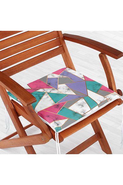 Realhomes Geometric Shaped Marble Printed Modern Zippered Chair Cushion