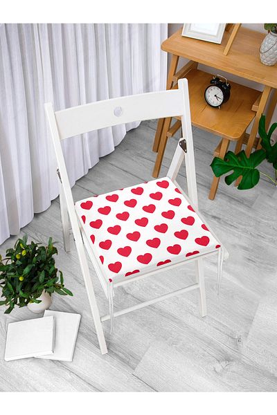 Realhomes Heart Pattern Digital Printed Zippered Chair Cushion