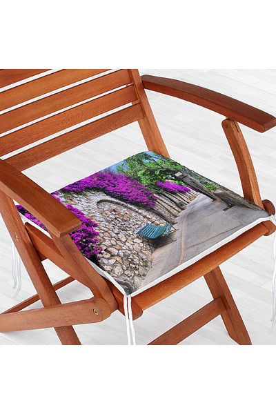Realhomes Purple Ivy Patterned Digital Printed Zippered Chair Cushion