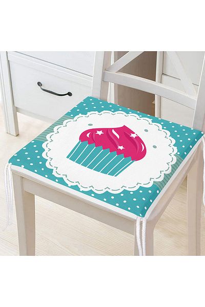 Realhomes Cup Cake Patterned Digital Printed Zippered Chair Cushion