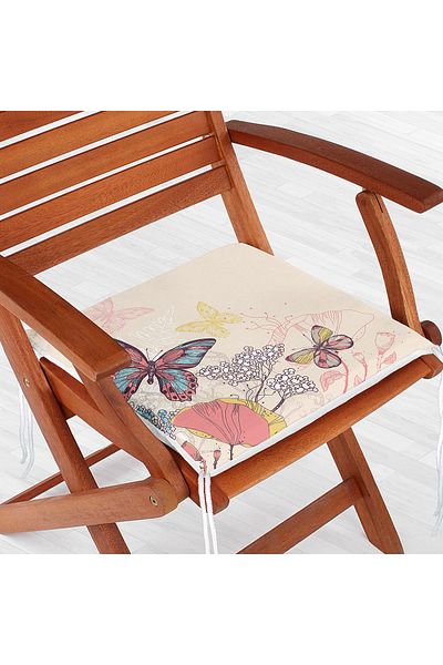 Realhomes Modern Butterfly Digital Printed Zippered Chair Cushion