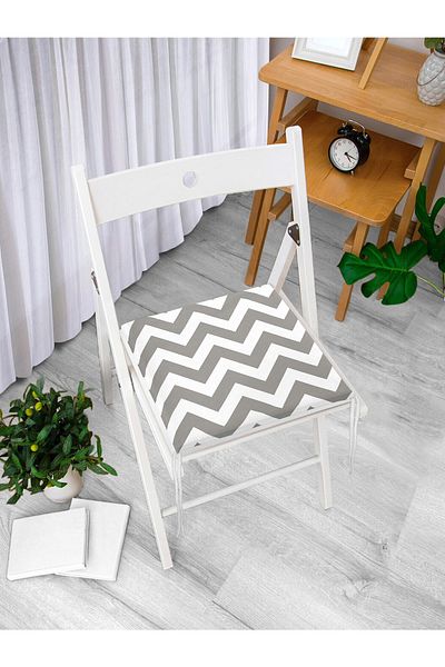 Realhomes Zigzag Patterned Digital Printed Zippered Chair Cushion