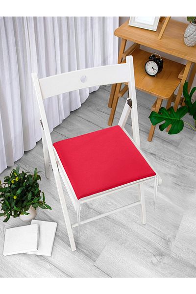 Realhomes Red Colored Digital Printed Zippered Chair Cushion