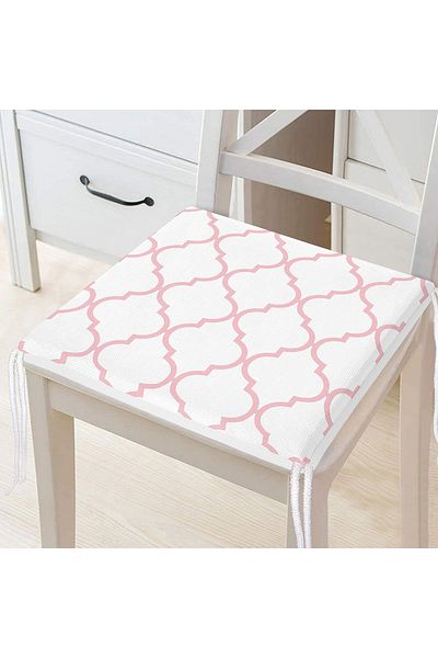Realhomes Pink Colored Ogea Patterned Digital Printed Modern Zippered Chair Cushion
