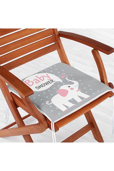 Realhomes Gray Background Baby Shower Themed Special Designed Digital Printed Children's Room Zippered Chair Cushion