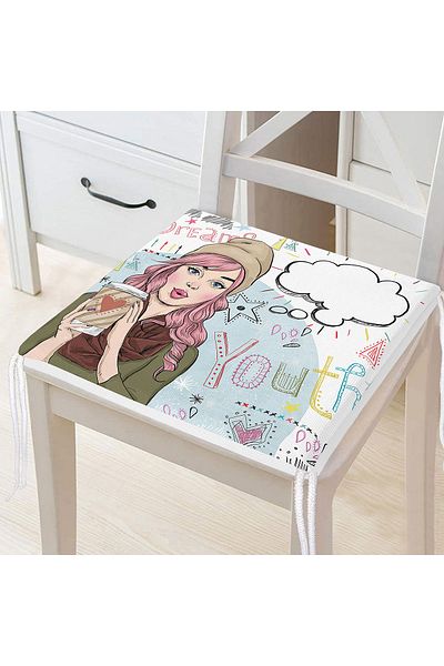 Realhomes Pop Art Patterned Digital Printed Modern Zippered Chair Cushion