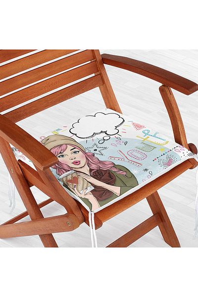 Realhomes Pop Art Patterned Digital Printed Modern Zippered Chair Cushion