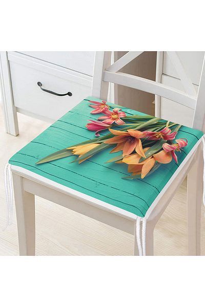Realhomes Flower Themed Digital Printed Zippered Chair Cushion