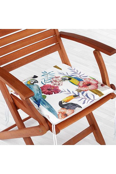 Realhomes Parrot Patterned Digital Printed Zippered Chair Cushion
