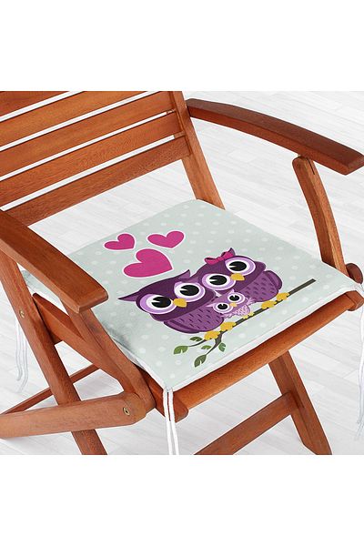 Realhomes Owl Patterned Digital Printed Zippered Chair Cushion