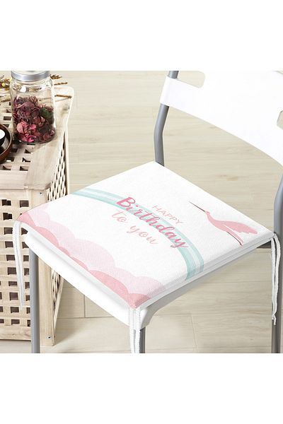 Realhomes Birthday Themed Special Designed Digital Printed Children's Room Zippered Chair Cushion