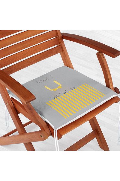 Realhomes Gray Yellow Teddy Bear Modern Zippered Chair Cushion on Gray Background
