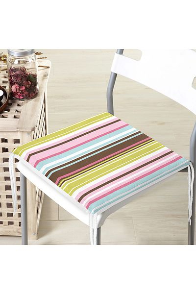 Realhomes Colorful Striped Digital Printed Modern Zippered Chair Cushion