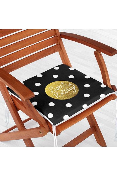 Realhomes Digital Printed Zippered Chair Cushion with Sweet Holiday Design on Black Background