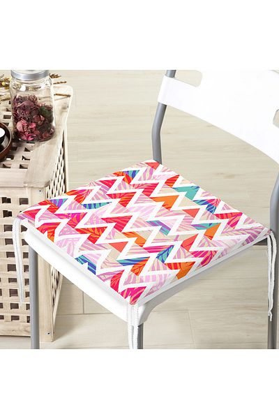 Realhomes Geometric Patterned Modern Zippered Chair Cushion with Colorful Floor