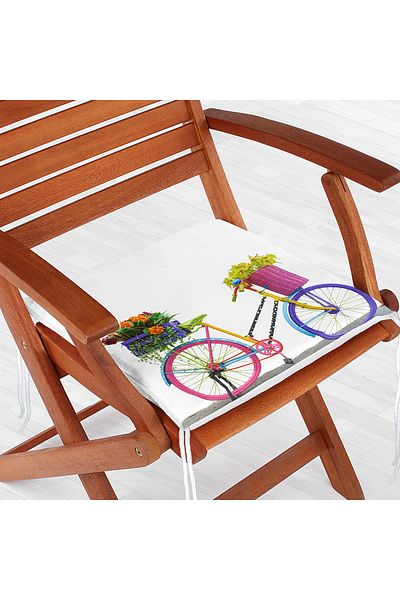 Realhomes Bicycle Patterned Digital Printed Zippered Chair Cushion