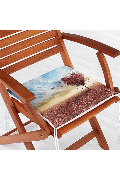 Realhomes Autumn Leaves Motif Digital Printed Modern Zippered Chair Cushion