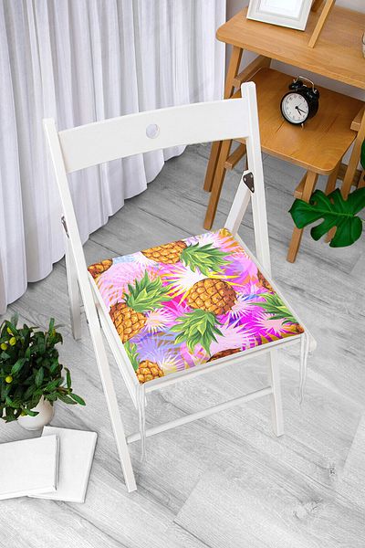 Realhomes Pineapples on Pink Floor Specially Designed Modern Zippered Chair Cushion