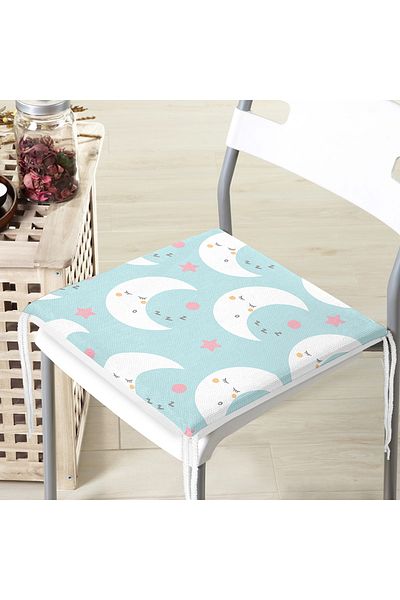 Realhomes Sleep Themed Moon and Star Motif Digital Printed Modern Zippered Chair Cushion
