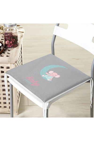 Realhomes Modern Zippered Chair Cushion with Elephant Pattern on the Gray Floor