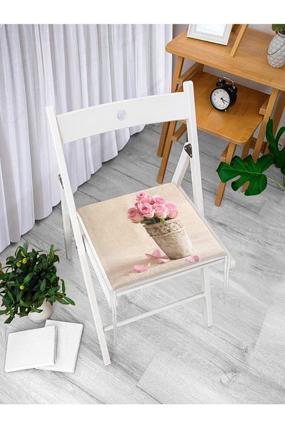 Realhomes Flower Basket Pattern Digital Printed Zippered Chair Cushion