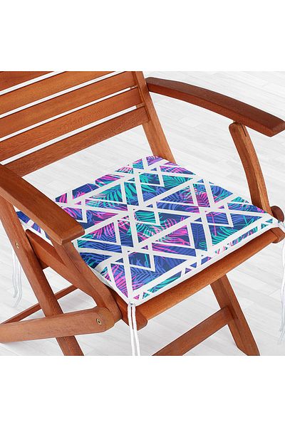 Realhomes Palm Zigzag Patterned Digital Printed Zippered Chair Cushion