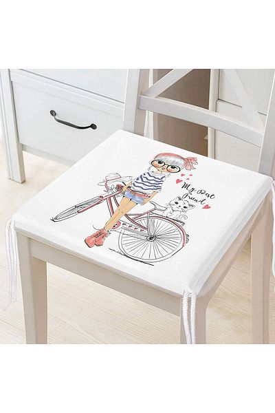 Realhomes Fashion Girl Digital Printed Modern Zippered Chair Cushion