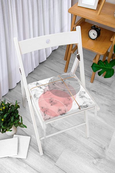 Realhomes Marble Geometric Pattern - Digital Printed Zippered Chair Cushion