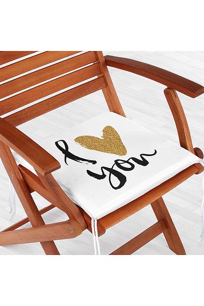 Realhomes Digital Printed Modern Zippered Chair Cushion with I Love You Written