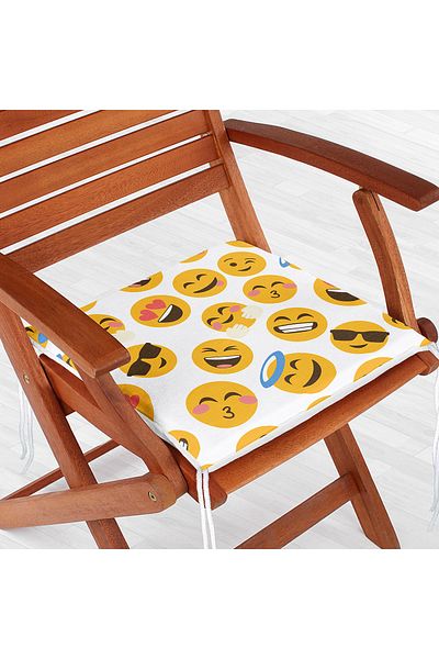 Realhomes Emoji Digital Printed Modern Zippered Chair Cushion