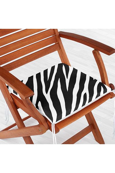Realhomes Zebra Skin Patterned Digital Printed Modern Zippered Chair Cushion