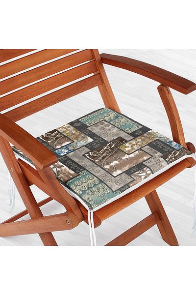 Realhomes Geometric Patterned Special Design Digital Printed Modern Zippered Chair Cushion