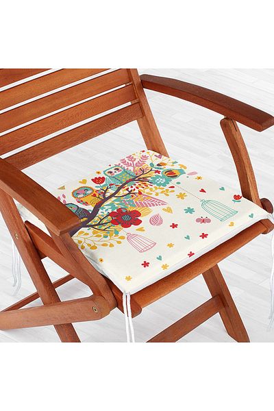 Realhomes Owl Patterned Digital Printed Zippered Chair Cushion