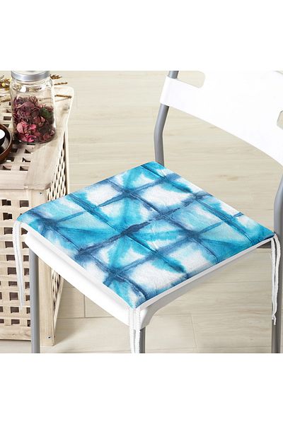 Realhomes Blue Watercolor Patterned Digital Printed Modern Zippered Chair Cushion