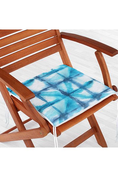 Realhomes Blue Watercolor Patterned Digital Printed Modern Zippered Chair Cushion