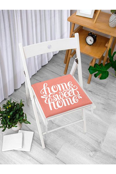 Realhomes Home Sweet Home Ψηφιακό εμπριμέ μαξιλάρι καρέκλας με φερμουάρ