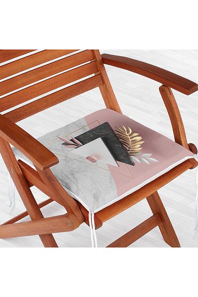 Realhomes Modern Triangle Marble Patterned 3D Digital Printed Zippered Chair Cushion