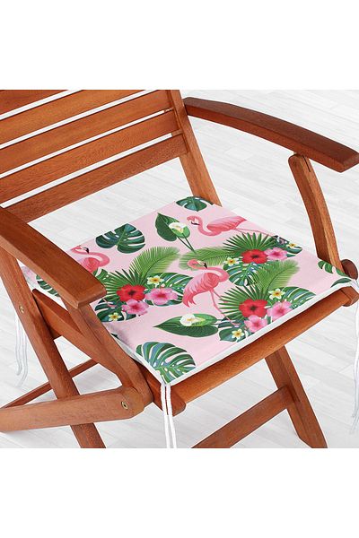 Realhomes Flamingo Pattern Digital Printed Modern Zippered Chair Cushion